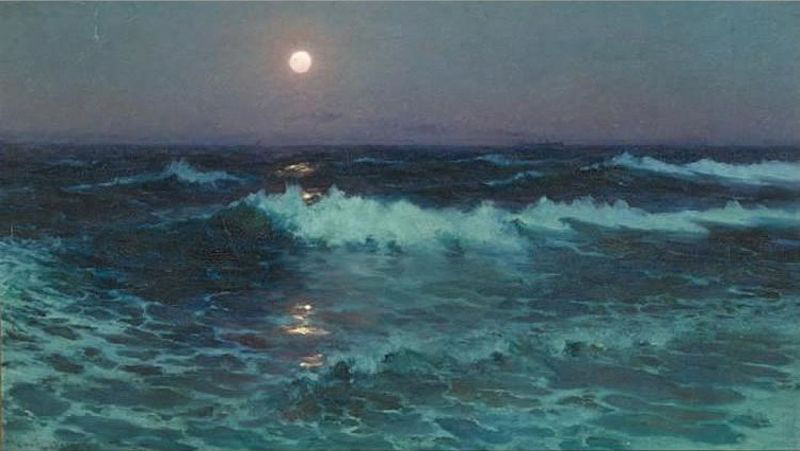 Moonlight, oil painting by Lionel Walden,